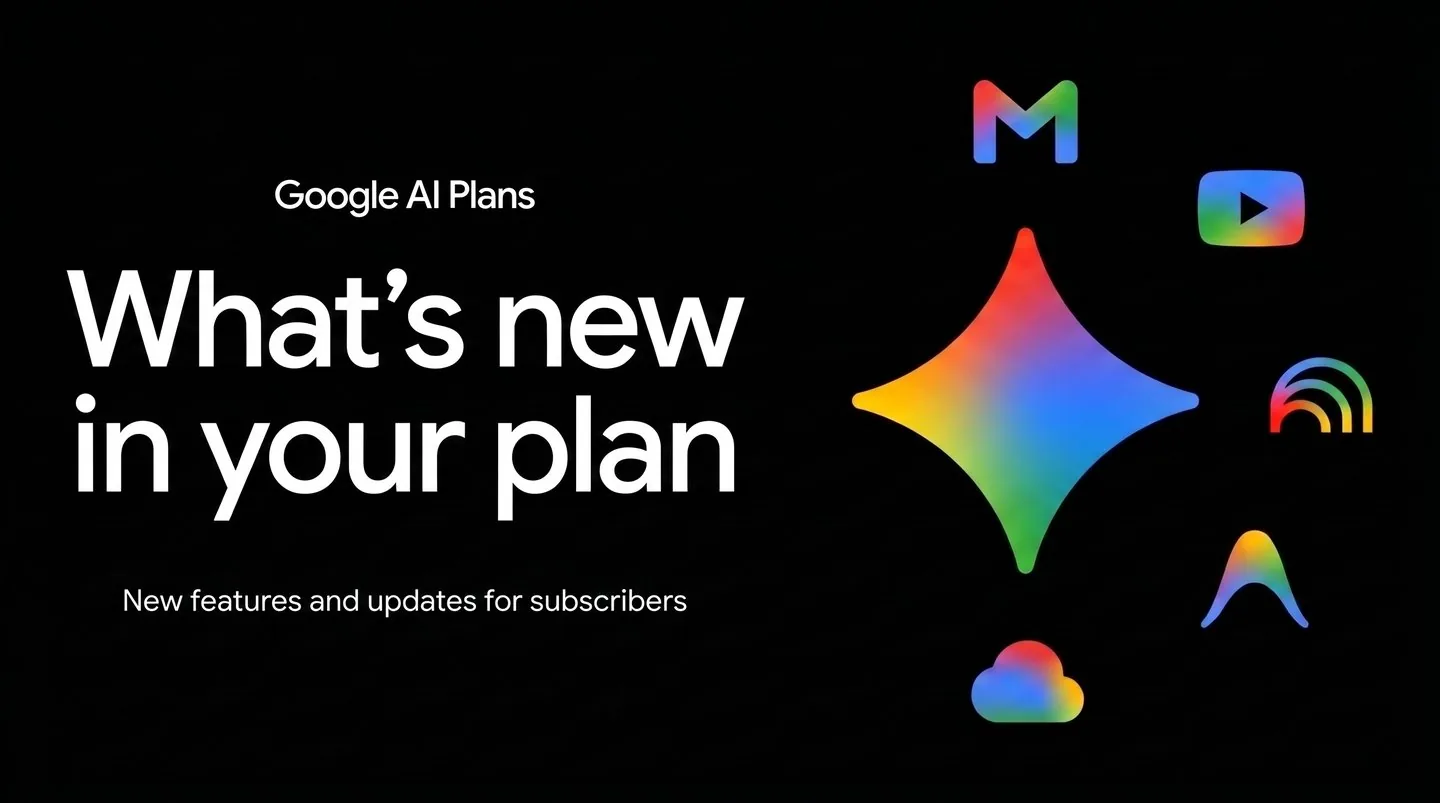 Visuel officiel des nouveautés des abonnements Google AI